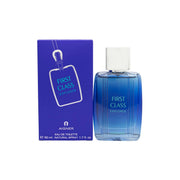 Etienne Aigner First Class Explorer Eau de Toilette 50 ml – mørkeblå rektangulær glasflakon med sølvlåg.