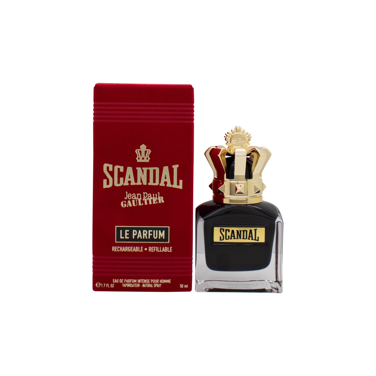 Scandal Le Parfum Pour Homme Eau De Parfum Jean Paul Gaultier 50 ml sort glossy torsoflaske med krone i maskulint design