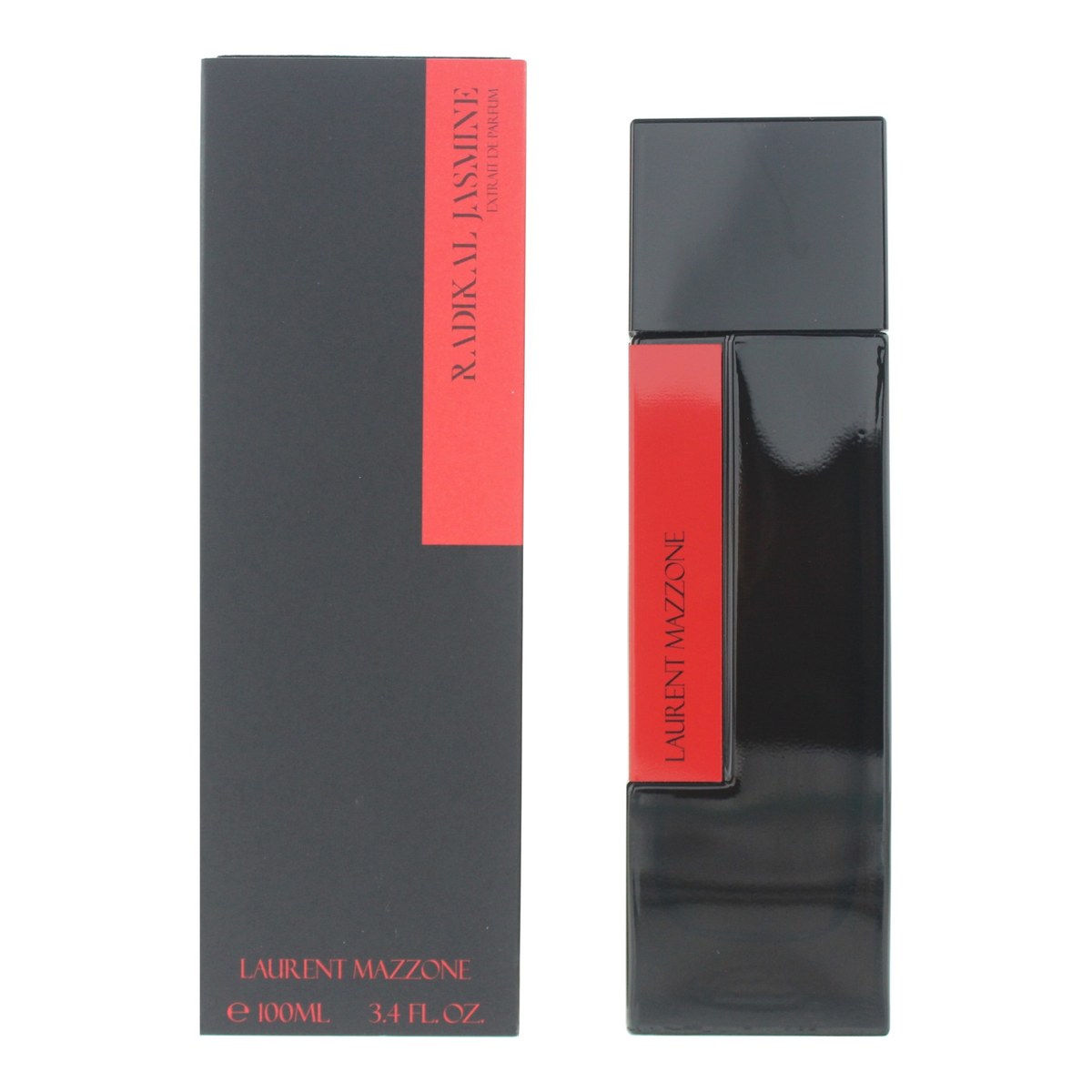 Laurent Mazzone Radikal Jasmine Extrait de Parfum, Laurent Mazzone, 100 ml – sort flakon med guldetiket og sort cylinderlåg