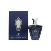 Afnan Turathi Blue Eau de Parfum 90 ml – mørkeblå, firkantet flakon med gulddetaljer og kantet låg