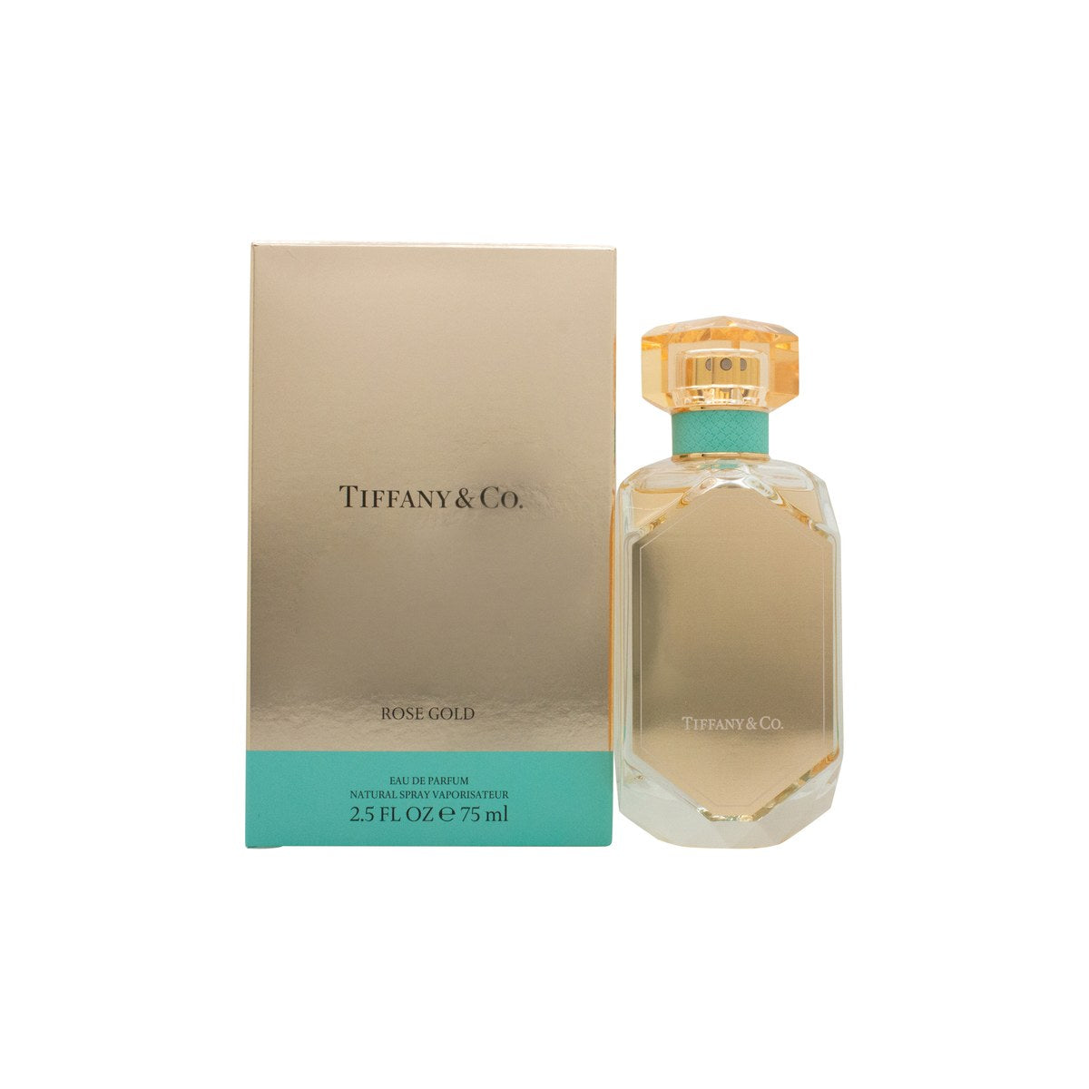 Tiffany & Co Rose Gold Eau de Parfum, Tiffany & Co, 75 ml – facetslebet glasflakon i rosatonet design med rosagyldent låg
