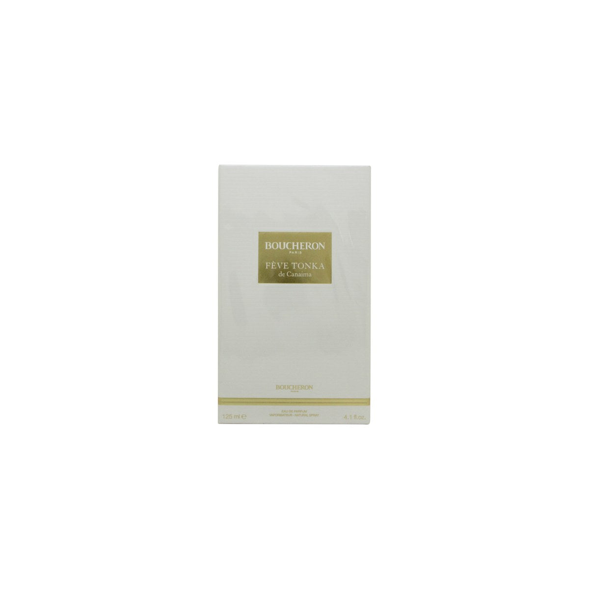 Boucheron Fève Tonka de Canaima Eau de Parfum, Boucheron, 125 ml – ravfarvet flakon med gulddetaljer og rund form