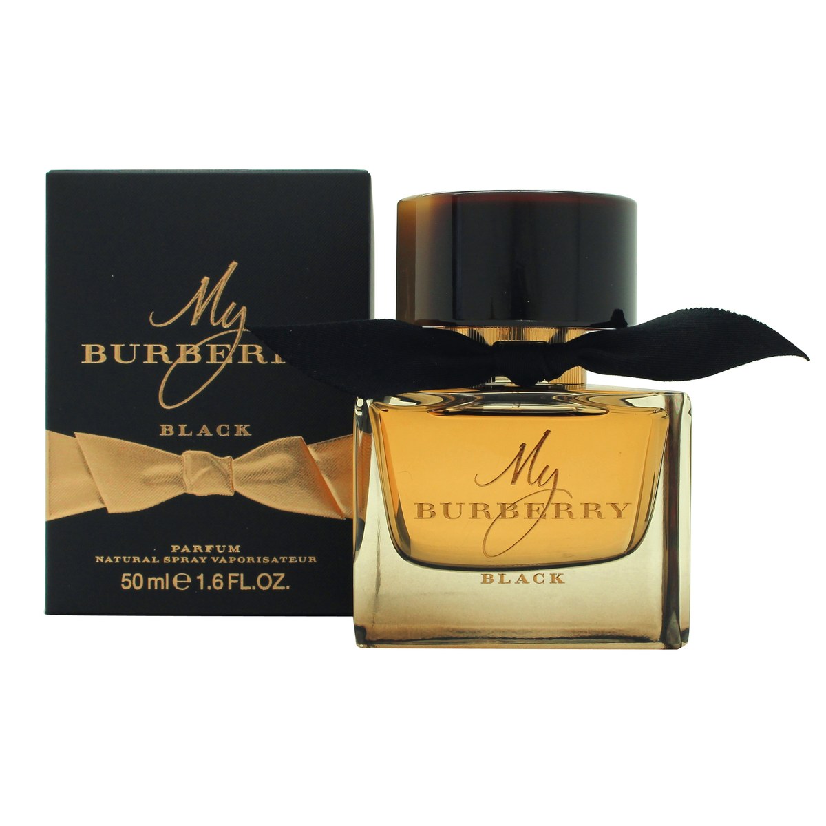 Burberry My Burberry Black Eau de Parfum 50 ml fra Burberry, mørk ravfarvet flakon med sort hætte og sløjfebånd