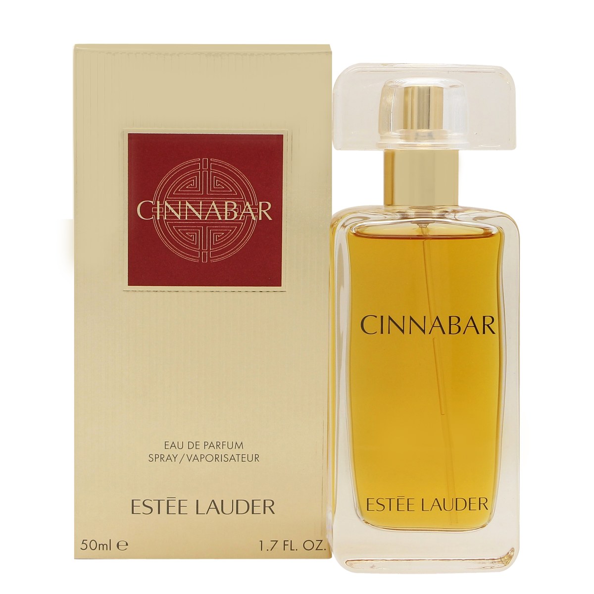 Estee Lauder Cinnabar Eau de Parfum 50 ml fra Estée Lauder i rød glasflakon med guldtop og orientalsk design