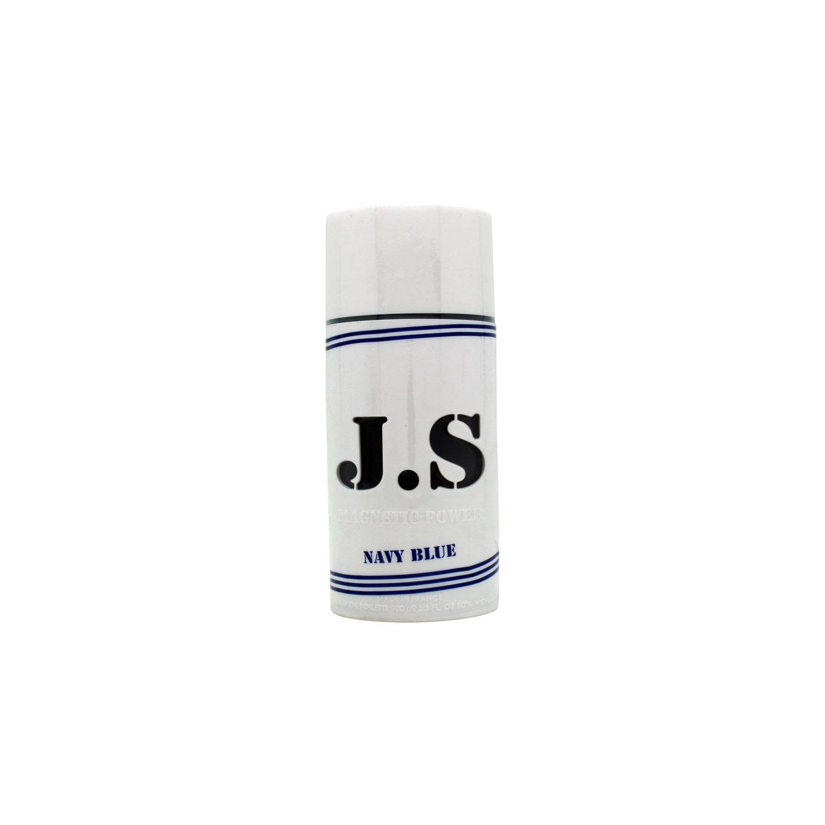 Jeanne Arthes J.S. Magnetic Power Navy Blue Eau de Toilette 100 ml – mørkeblå, rektangulær glasflakon med sølvlåg.