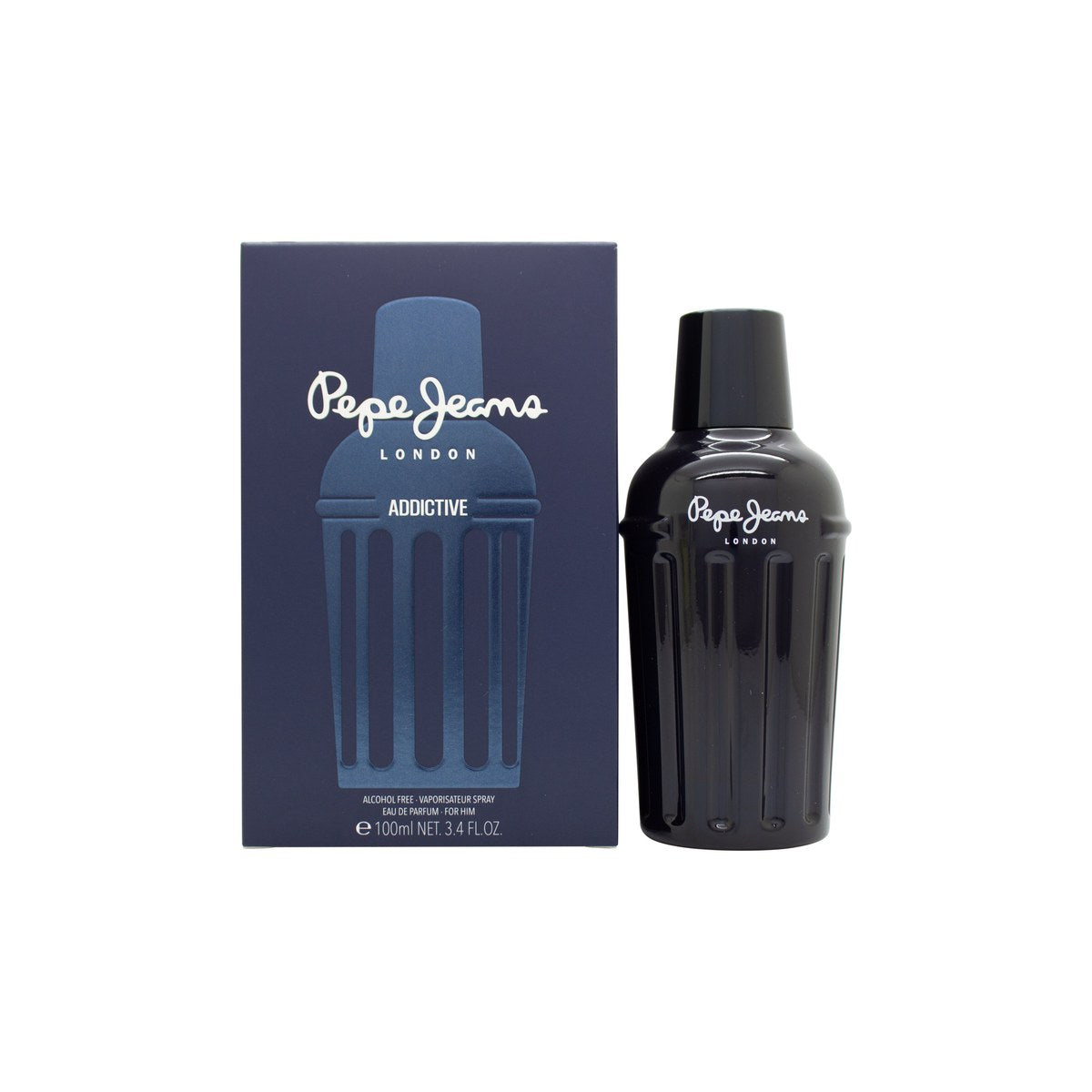 Pepe Jeans Addictive For Him Eau de Parfum, Pepe Jeans, 100 ml – mørkeblå cocktailformet flakon med kobber låg og glasstruktur