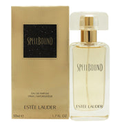 Estee Lauder Spellbound Eau de Parfum 50 ml, Estée Lauder – lilla, kurvet glasflaske med gylden kork og blød silhuet.