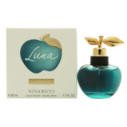 Nina Ricci Luna Eau de Toilette 50 ml fra Nina Ricci – mørkeblå æbleformet flakon med gyldne blade og mat finish