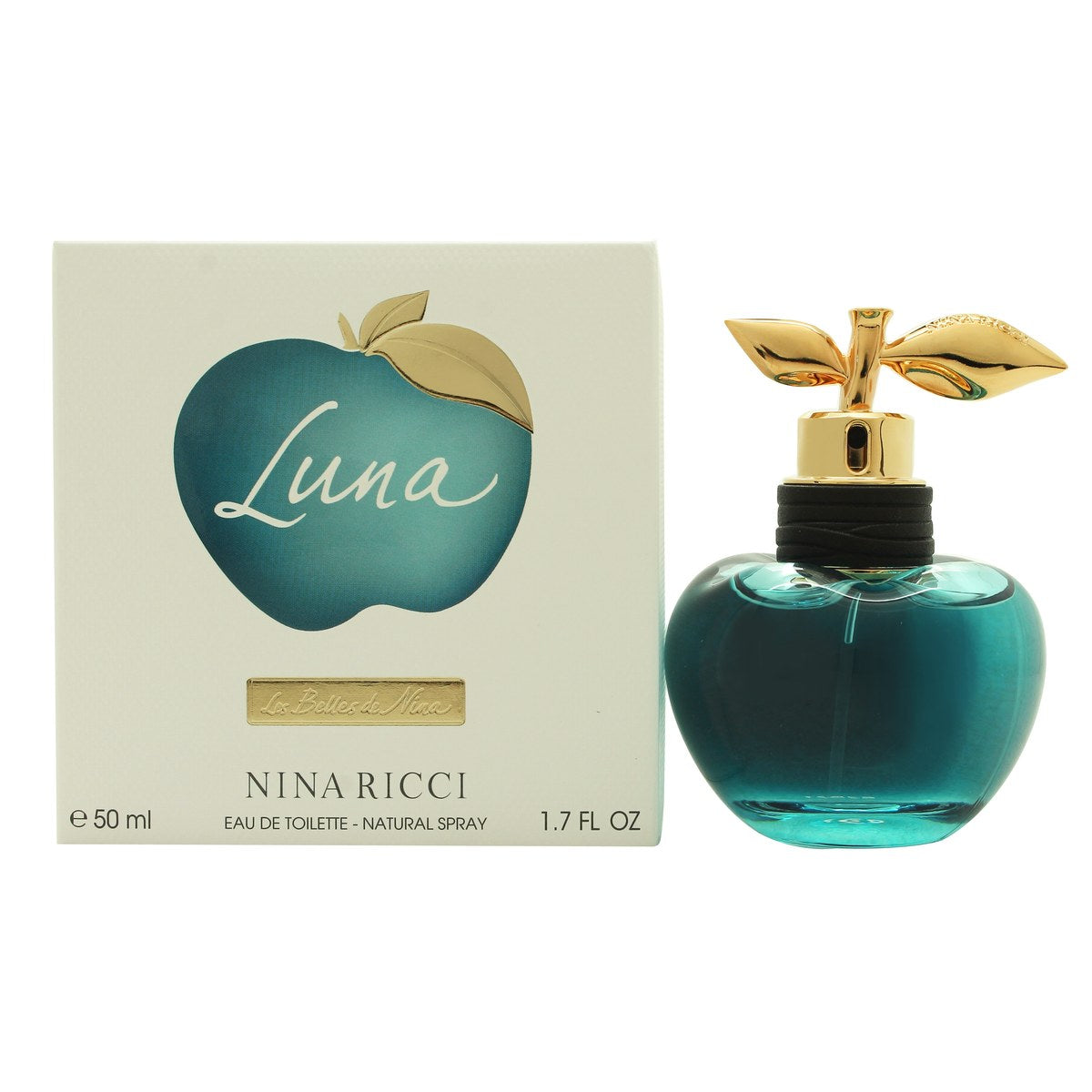 Nina Ricci Luna Eau de Toilette 50 ml fra Nina Ricci – mørkeblå æbleformet flakon med gyldne blade og mat finish