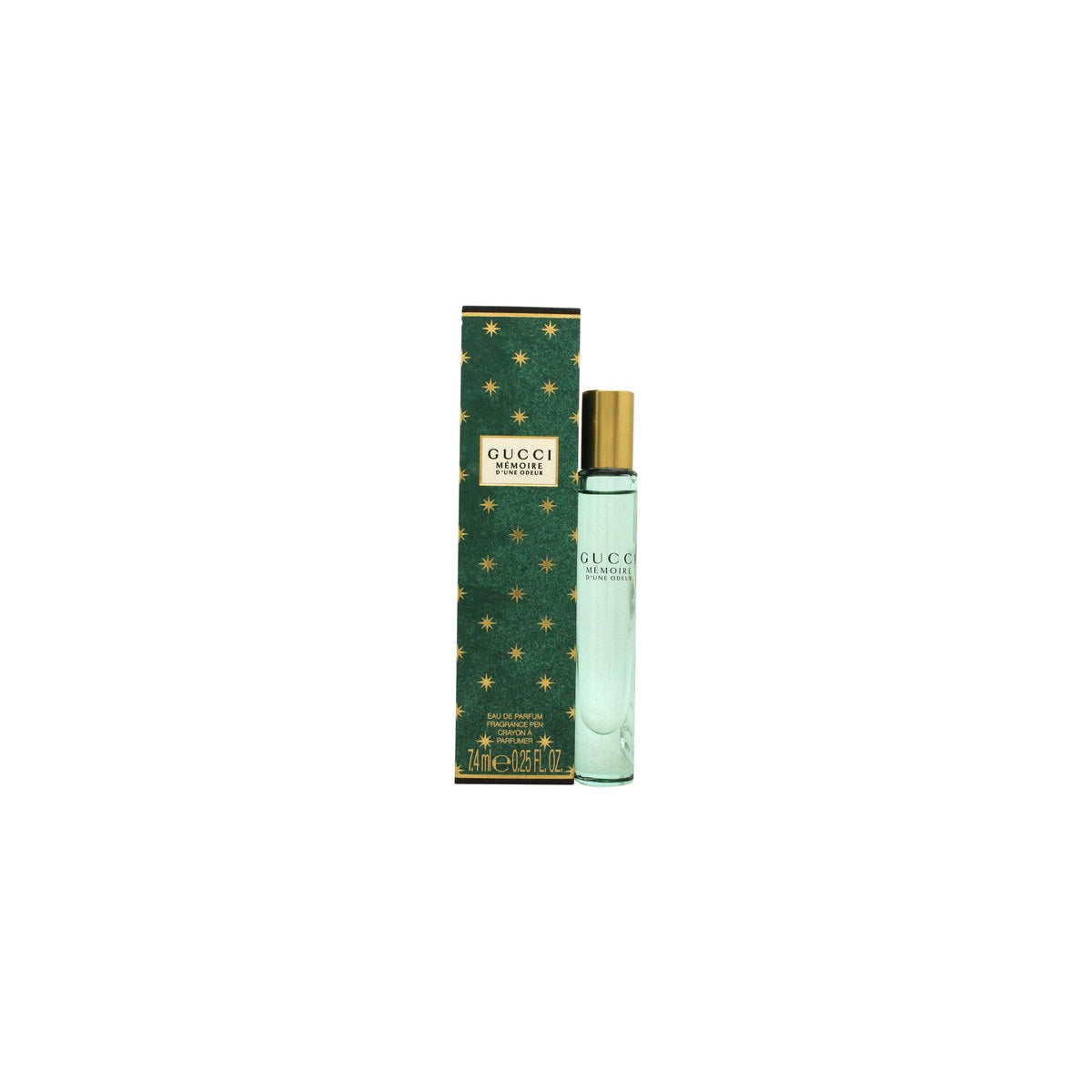 Gucci Mémoire d'une Odeur Eau de Parfum, Gucci 4 ml rollerball med klar glasflaske, gulgrøn væske og sort låg