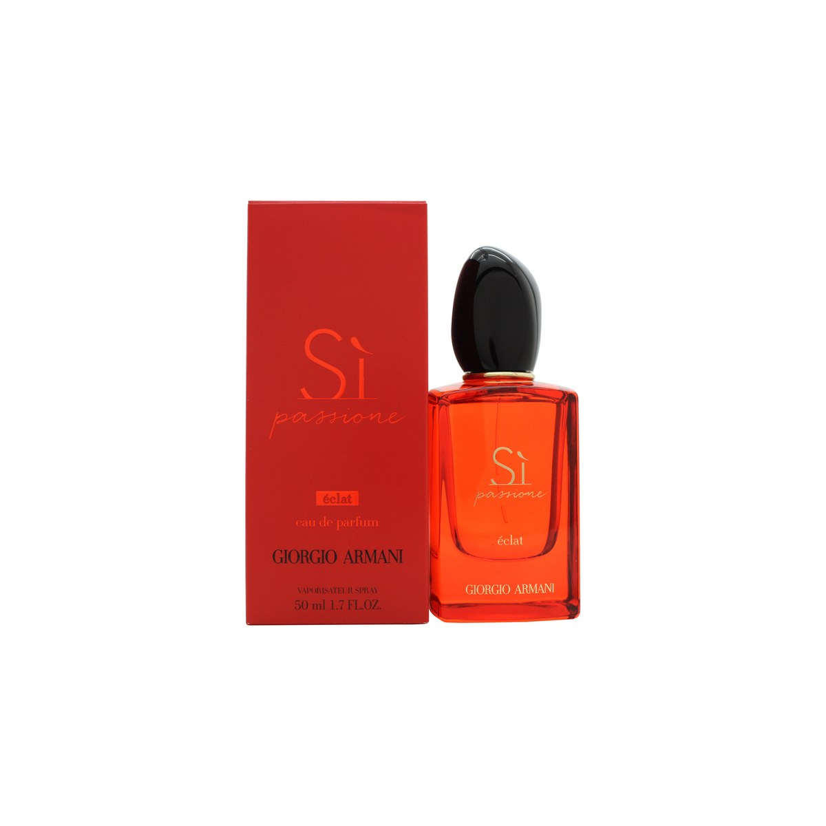 Giorgio Armani Si Passione Eclat De Parfum Eau de Parfum 50 ml – rubinrød glasflakon med sort låg og elegant, slankt design