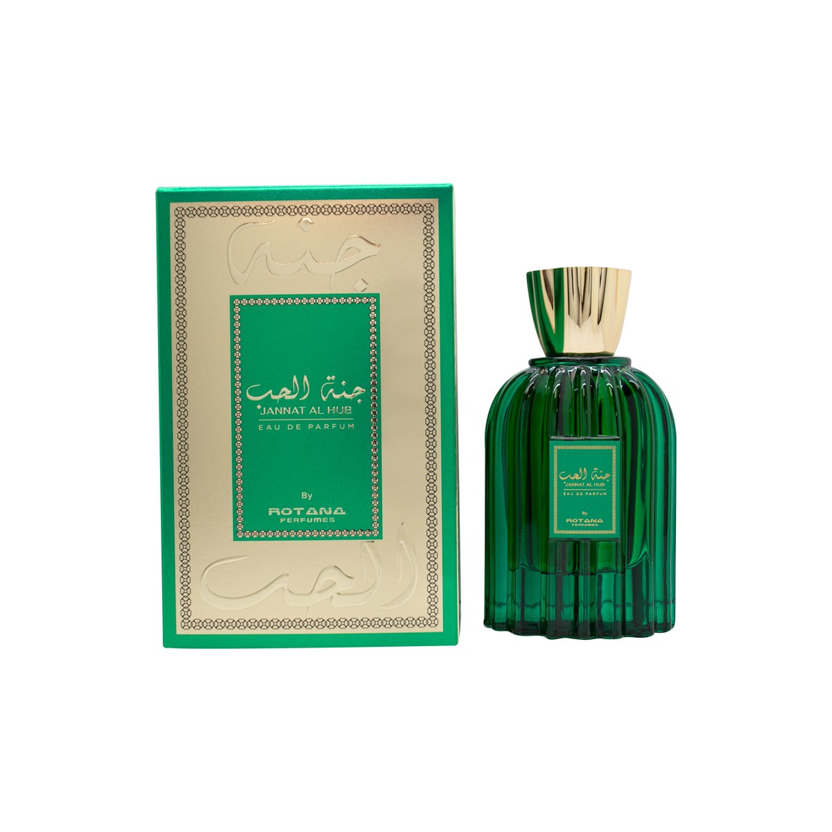 Orchid Rotana Jannat Al Hub Eau De Parfum 100 ml fra Orchid, klar glasflaske med gyldent mønster og rund hætte