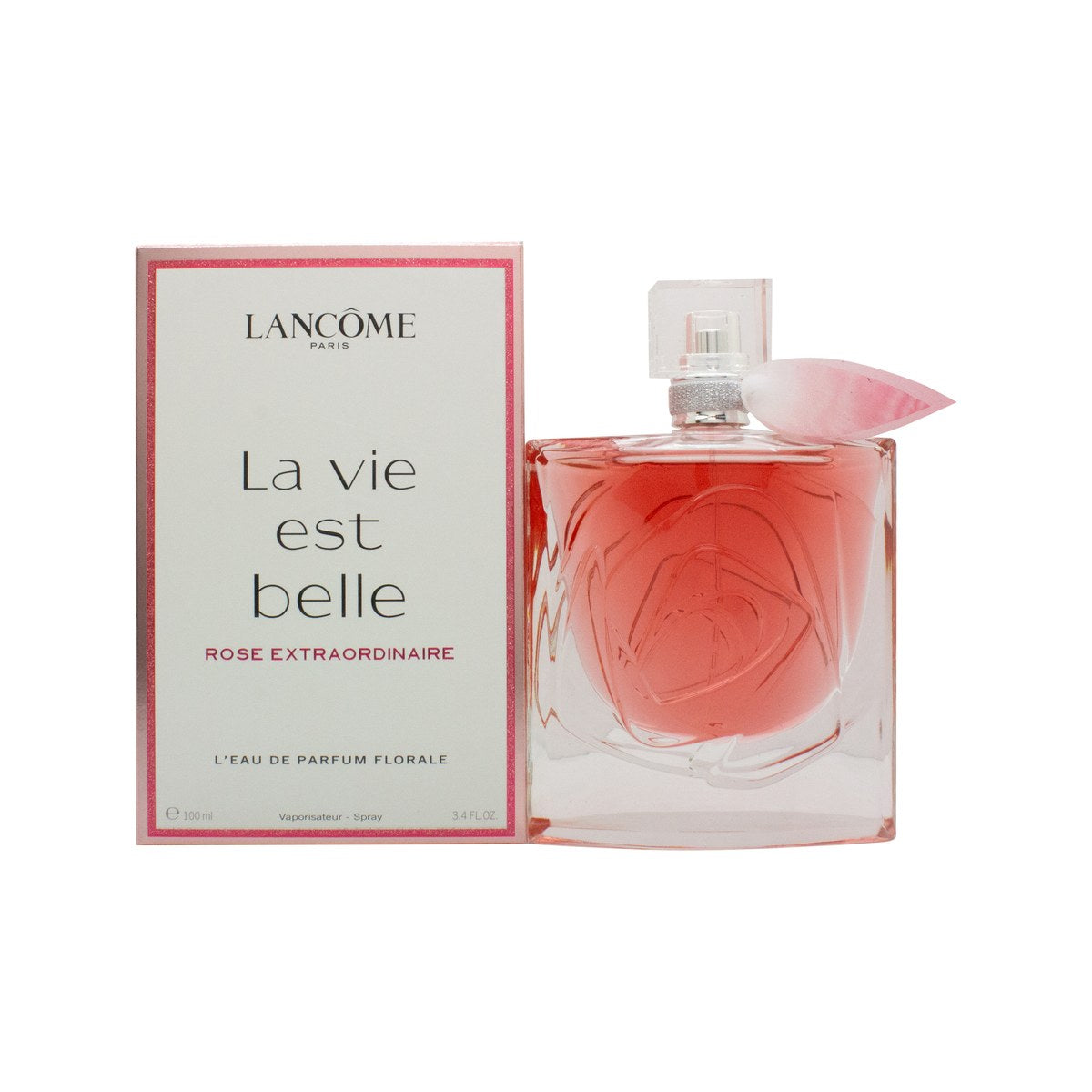 Lancôme La Vie Est Belle Rose Extraordinaire Eau de Parfum 100 ml – rosa flakon i facetteret glas med blomsterformet hætte