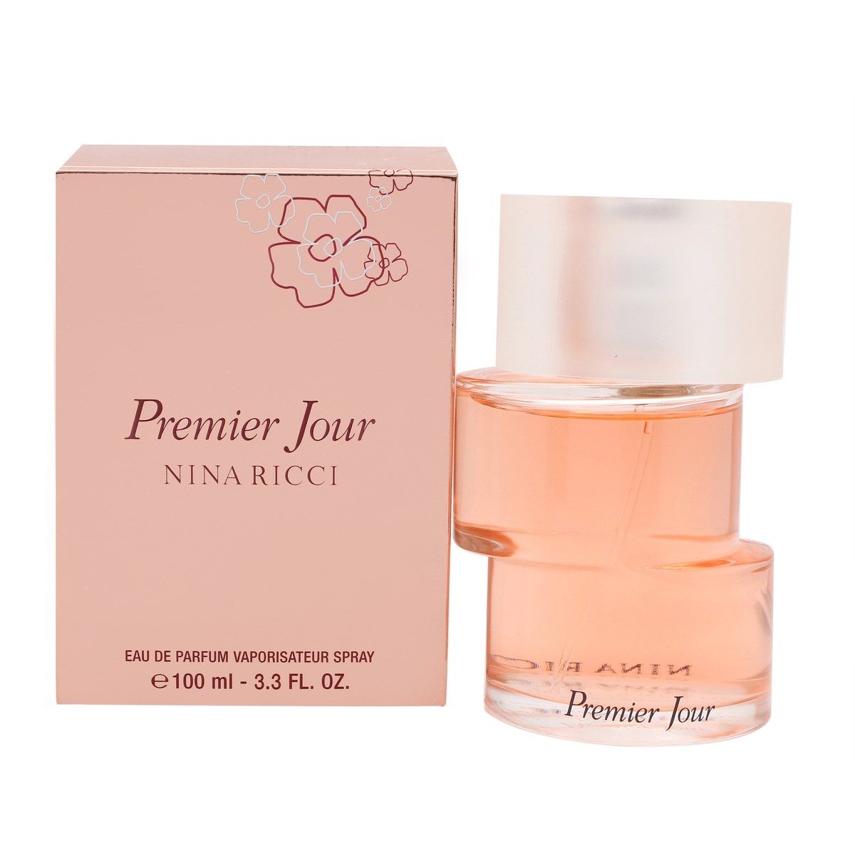 Premier Jour Eau De Parfum Nina Ricci 100 ml – høj slank flakon i lyseviolet glas med sølvfarvet låg