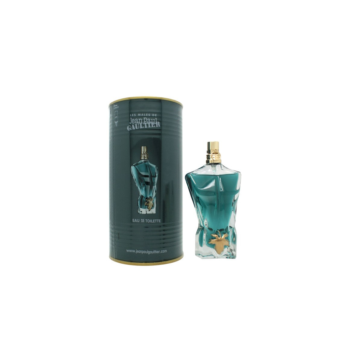 Le Beau Eau De Toilette Jean Paul Gaultier 75 ml – grønblå flaske formet som mandetorso i facetglas med gyldent blad