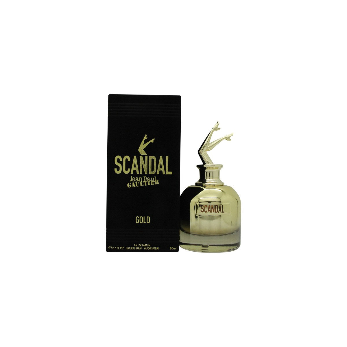 Jean Paul Gaultier Scandal Gold Eau de Parfum 80 ml – guldfarvet flakon med benformet låg og klar glasfod