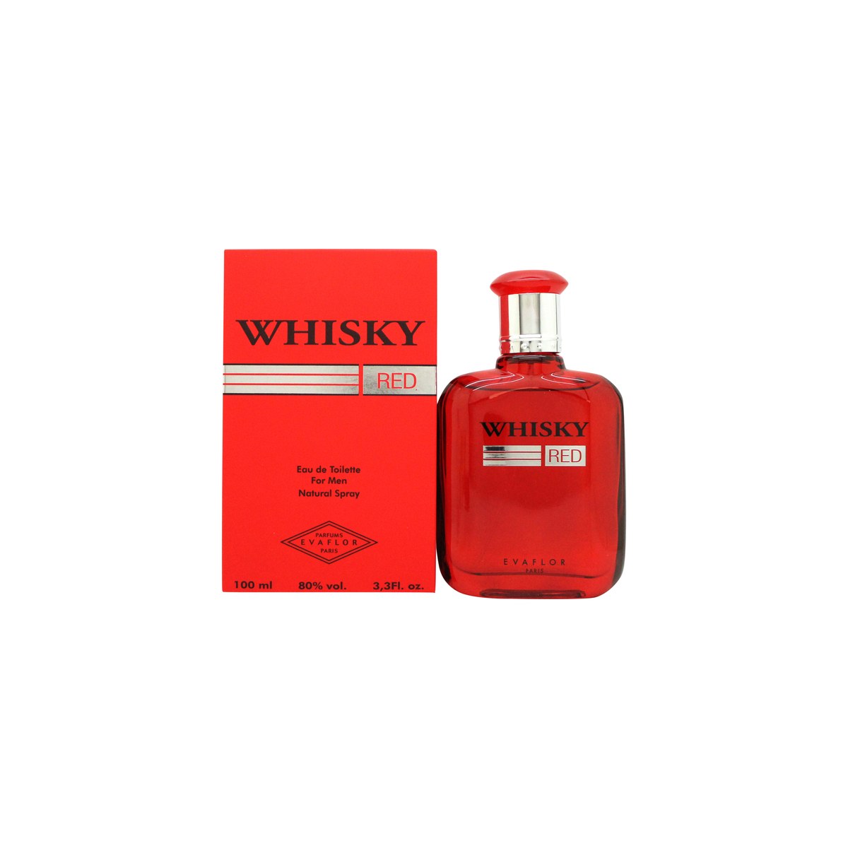 Evaflor Whisky Red Eau de Toilette 100ml, Evaflor, 100 ml – rødbrun glasflakon formet som whiskykaraffel med sort korklåg