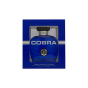 Carroll Shelby Blue Cobra Eau de Toilette 100 ml fra Carroll Shelby i mørkeblå glasflaske med sølvfarvet kork og cobra-logo