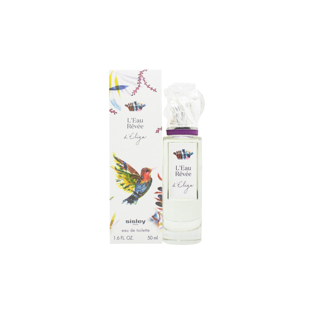 Sisley L'Eau Rêvée D'Eliya Eau De Toilette – Sisley 50 ml, klar glasflaske med kunstnerisk illustration og sort låg