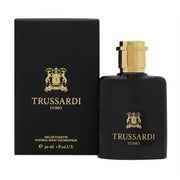 Trussardi Uomo 2011 Eau de Toilette, Trussardi, 30 ml – klar glasflaske med ravfarvet duft og sort rillet låg med sølvlogo