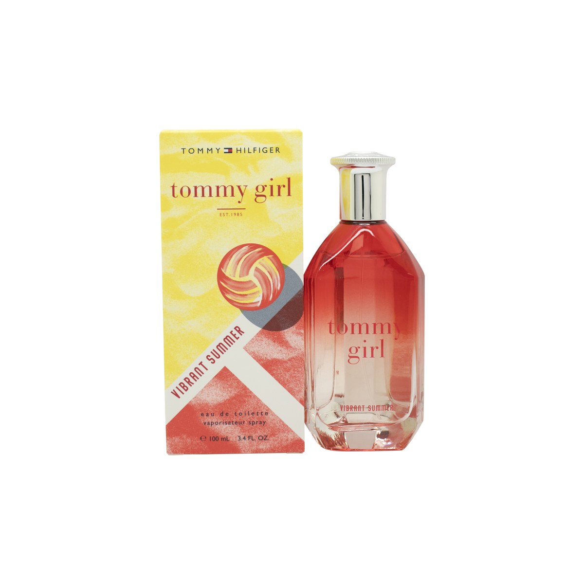 Tommy Hilfiger Tommy Girl Vibrant Summer Eau de Toilette 100 ml – klar flakon med lyserød væske og sølv låg