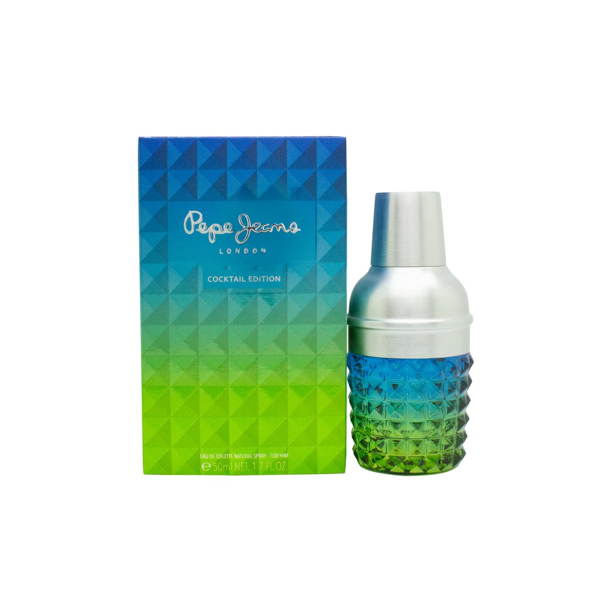 Pepe Jeans For Him Cocktail Eau de Toilette 50 ml fra Pepe Jeans i blå shakerformet glasflaske med sølv metallåg