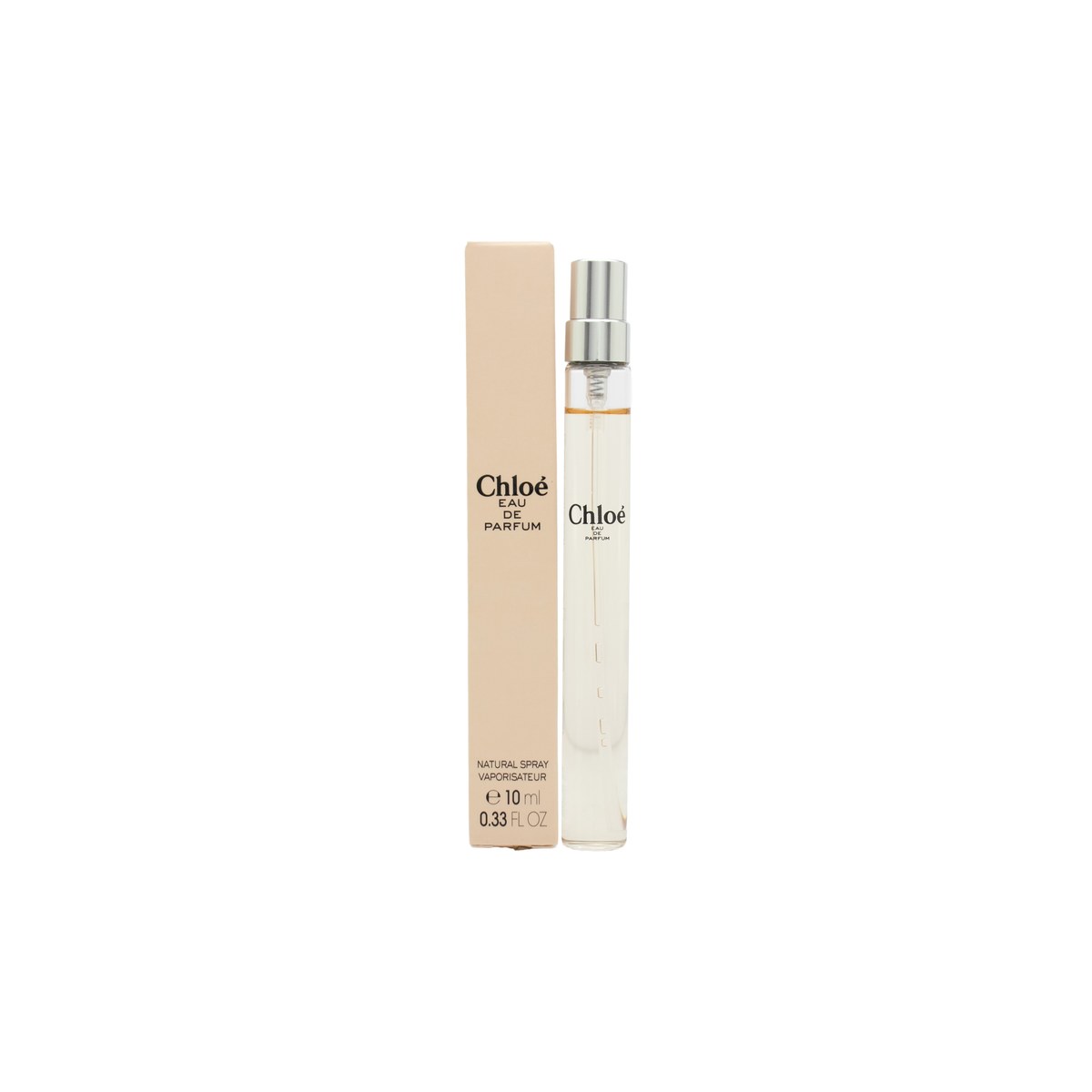 Chloe by Chloe Eau De Parfum 10ml fra Chloé, 10 ml, klar glasflaske med plisseret sløjfe og sølvfarvet låg.