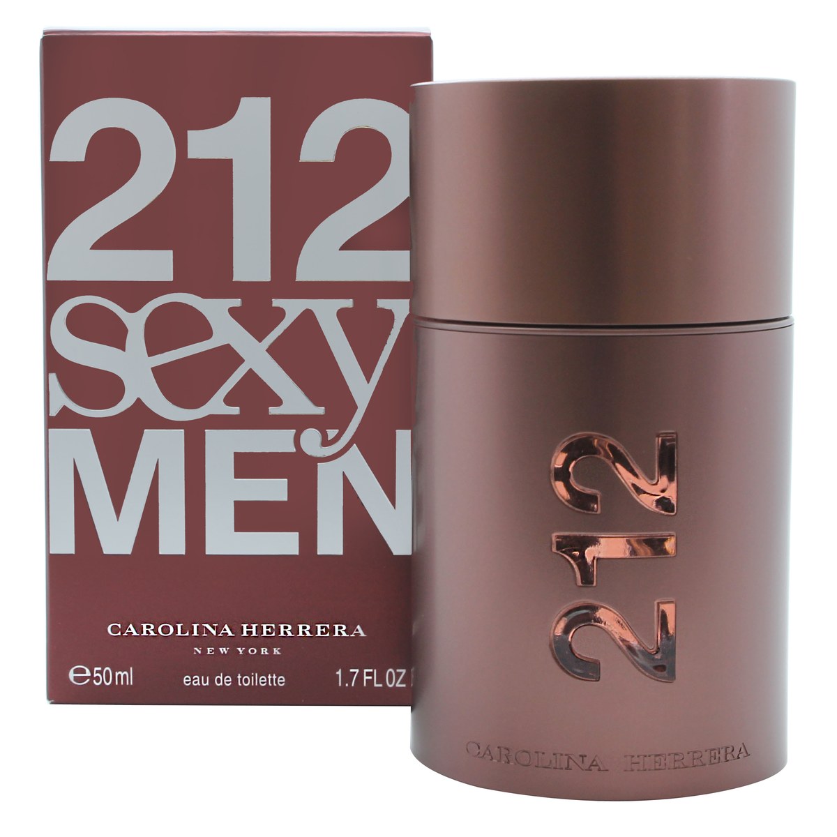 Carolina Herrera 212 Sexy Men Eau de Toilette 50 ml, Carolina Herrera – mørklilla cylindrisk metalflakon med sølv spraytop