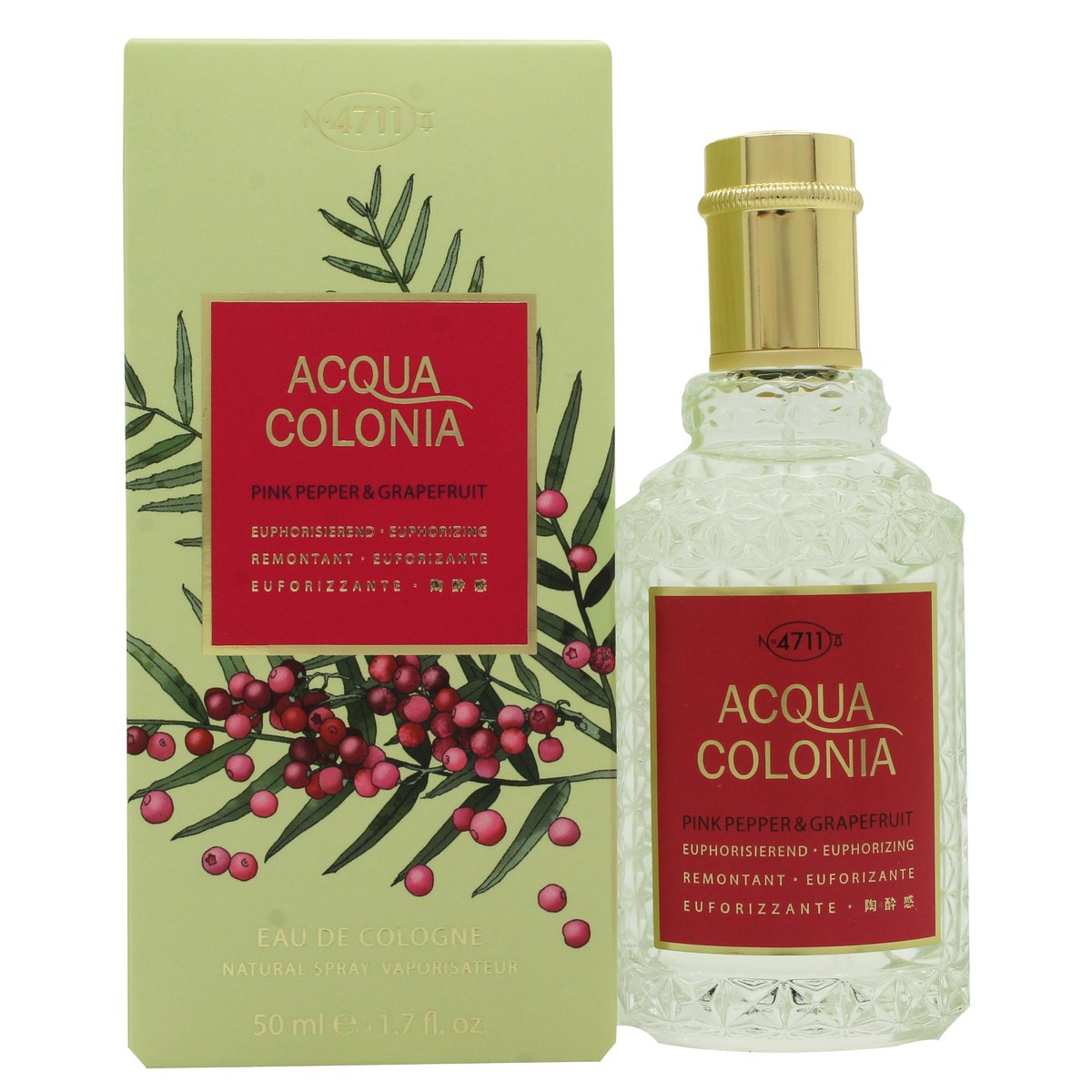 Mäurer & Wirtz 4711 Acqua Colonia Pink Pepper & Grapefruit Eau de Cologne 50 ml – klar glasflakon med rosa duft, sølvlåg