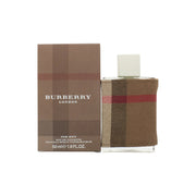 Burberry London For Men Eau De Toilette, Burberry 50 ml – rektangulær klar glasflaske med ternet stofomslag og mørk låg