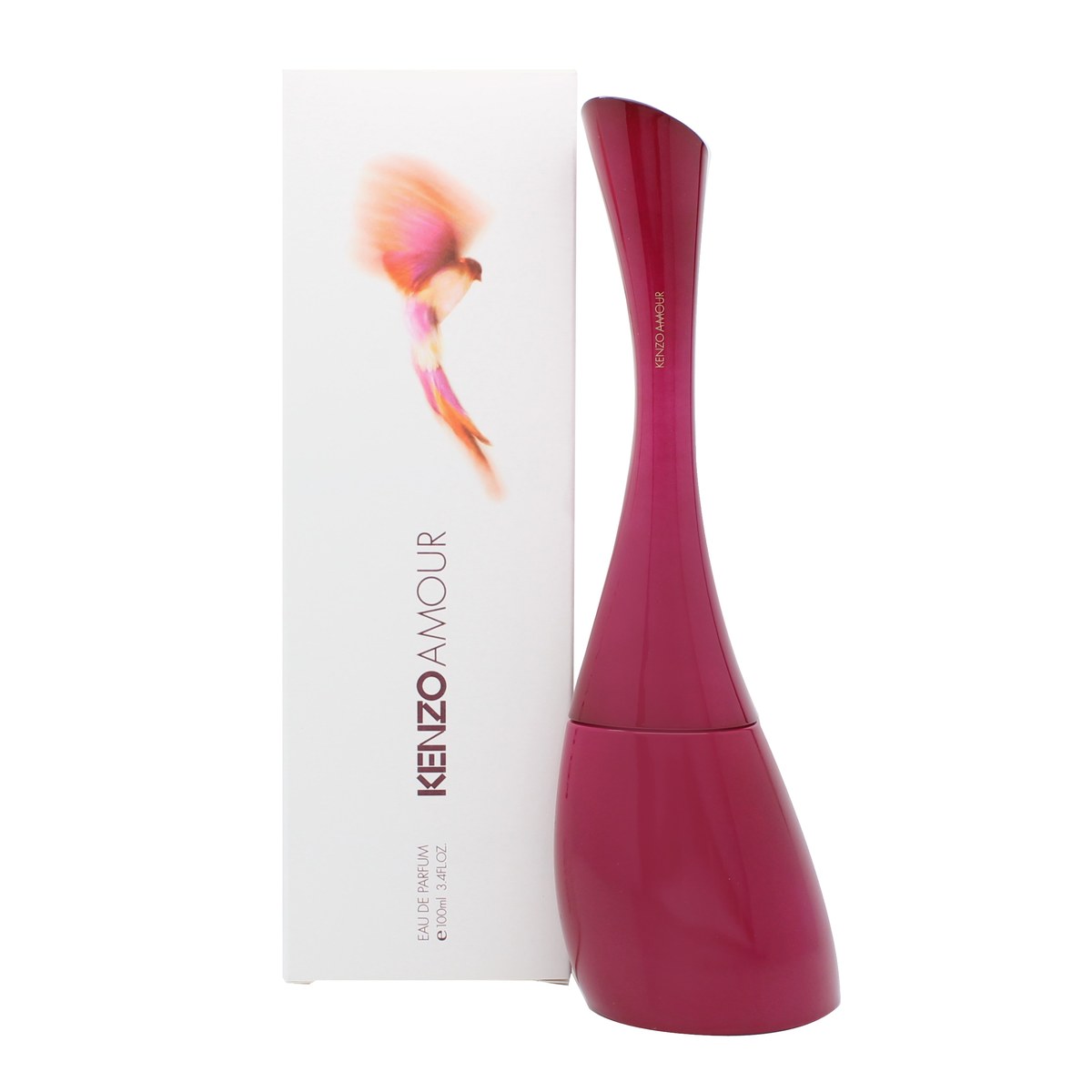 Kenzo Amour Eau De Parfum 100 ml – hvid, buet parfumeflaske med blødt, skulpturelt design som fugl i flugt