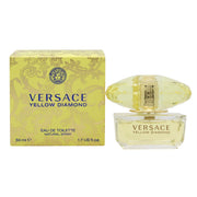 Versace Yellow Diamond Eau De Toilette – Versace 50 ml, facetteret gul glasflaske med krystallignende prop og soligt udtryk