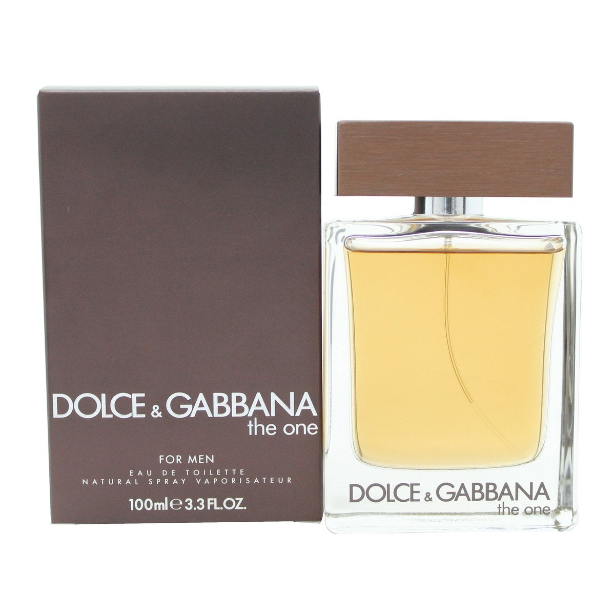 The One For Men Eau De Toilette Dolce & Gabbana 100 ml klar rektangulær flaske med ravfarvet duft og mørk brun kapsel