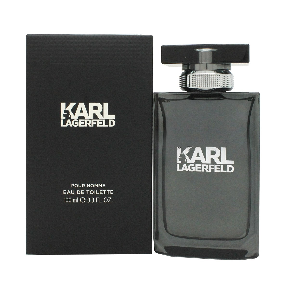 Karl Lagerfeld for Him Eau de Toilette, Karl Lagerfeld, 100 ml – mat sort rektangulær flakon med sort låg og præget logo