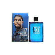 Cristiano Ronaldo CR7 Play It Cool Eau De Toilette 100 ml – blåtonet, kantet glasflaske med CR7-logo og sølvfarvet låg