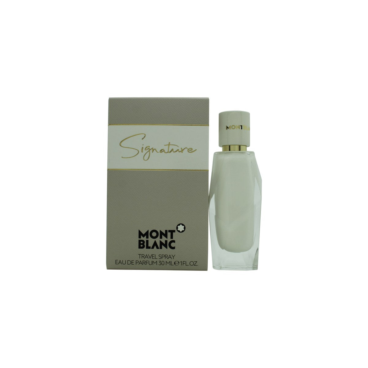 Mont Blanc Signature Eau de Parfum 30 ml fra Mont Blanc, hvid oval flakon med gylden kork og elegant, minimalistisk design