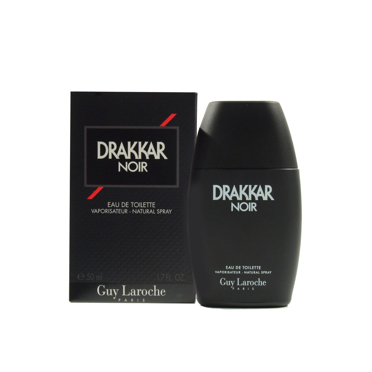 Guy Laroche Drakkar Noir Eau de Toilette 50 ml – mat sort, firkantet glasflakon med sort låg og hvid logo.