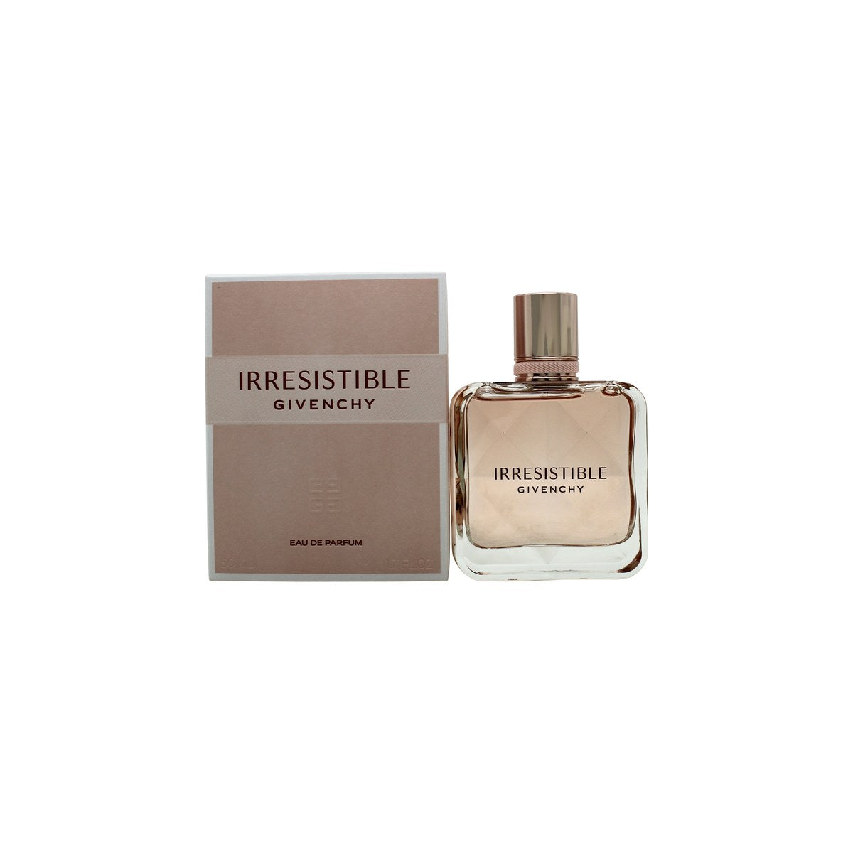 Irresistible Eau De Parfum Givenchy 50 ml transparent multifacetteret flakon med sart rosa væske og pink sløjfe.