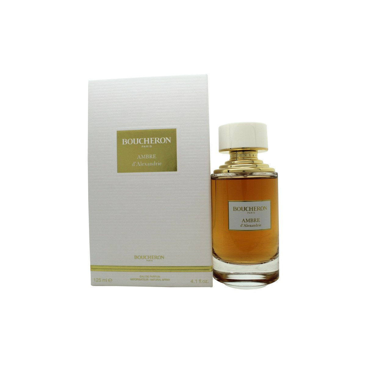Boucheron Ambre D'Alexandrie Eau de Parfum 125 ml fra Boucheron – ravgylden flakon med guldkappe og orientalsk design.