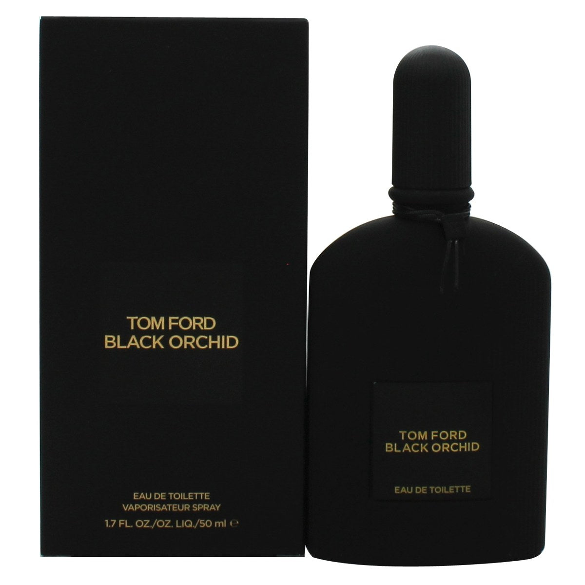 Tom Ford Black Orchid Eau De Toilette, Tom Ford, 50 ml – sort riflet glasflaske med gylden logoplade og elegant, mørkt udtryk
