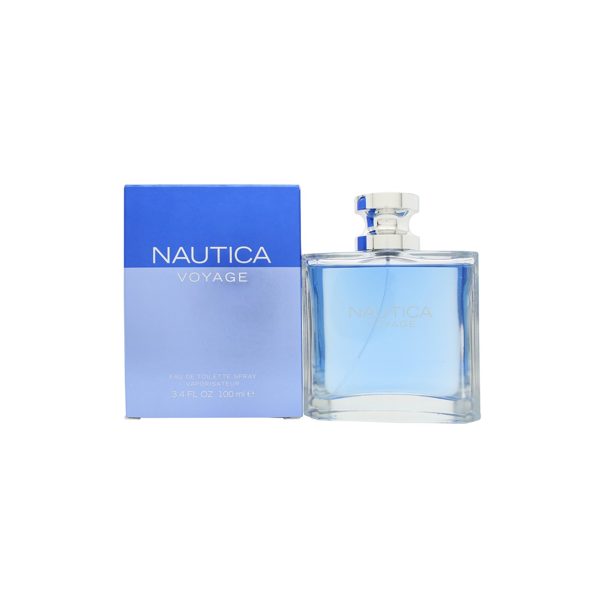 Nautica Voyage Eau de Toilette 100ml fra Nautica, 100 ml klar glasflaske med blålig duft og sølvfarvet kork.