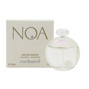 Cacharel Noa Eau de Toilette 30ml, Cacharel, 30 ml rund klar glasflaske med perleindlæg i top og sølvdetaljer.