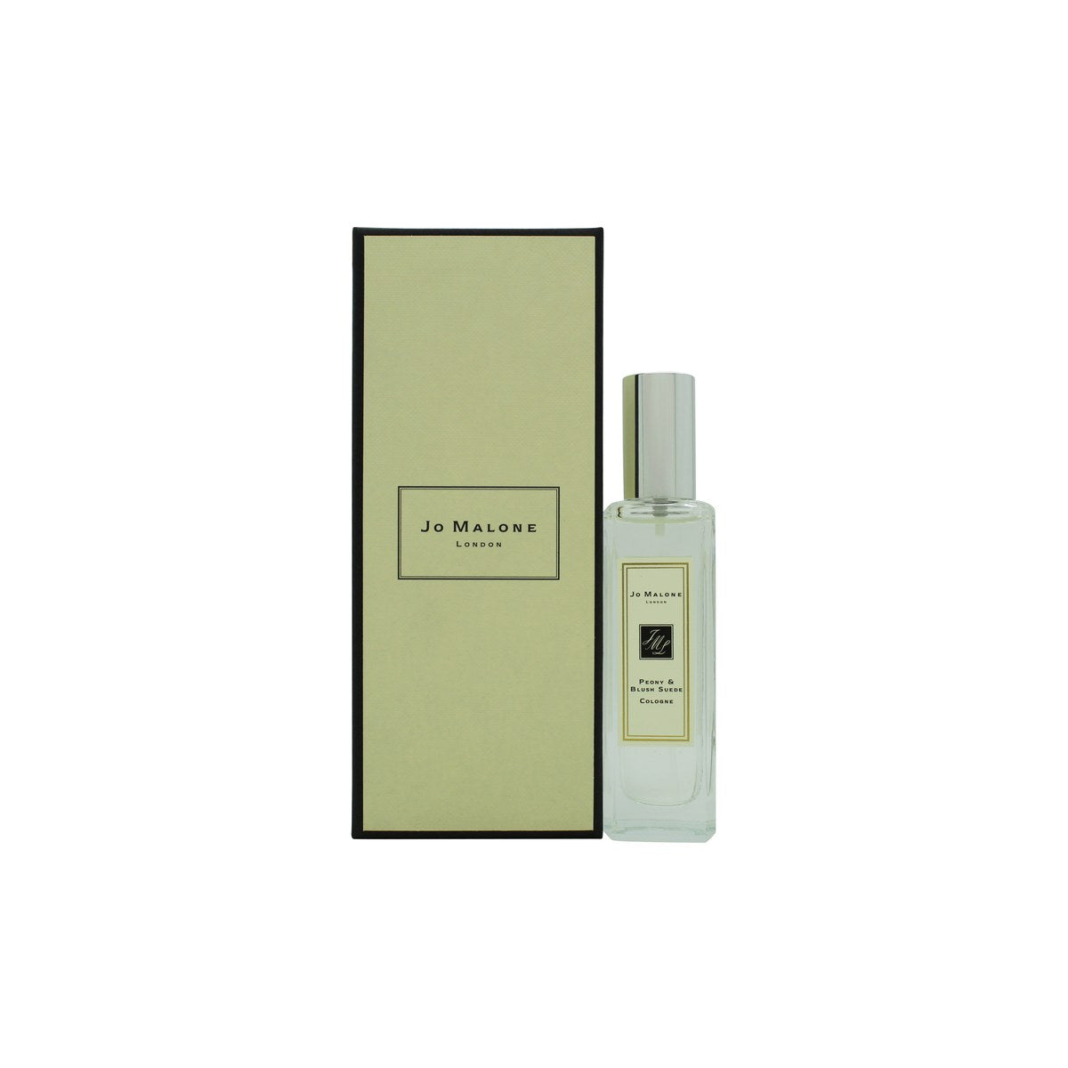 Jo Malone Peony & Blush Suede Eau de Cologne, Jo Malone, 30 ml – klar glasflaske med sølvprop, sort sløjfe og sart rosa duft