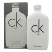 CK All Eau De Toilette Calvin Klein 200 ml, hvid minimalistisk flakon i ikonisk CK One-form med rent, enkelt design