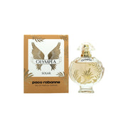 Paco Rabanne Olympéa Solar Eau de Parfum 30 ml, Paco Rabanne – rund gylden flakon med hvid sokkel og blomsterkranslåg