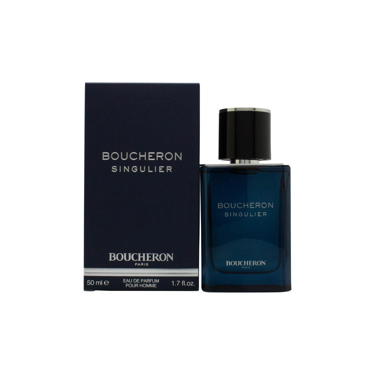 Boucheron Singulier Eau De Parfum, Boucheron 50 ml, klar rektangulær flaske med sølvfarvet låg og parisisk design