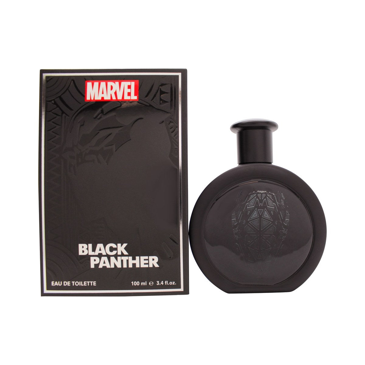 Marvel Black Panther Eau de Toilette 100ml, Marvel, 100 ml – sort flakon med sort pantermaske og kantet design i mørk finish