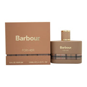 Barbour Origins For Her Eau de Parfum 100 ml fra Barbour i klar glasflakon med gylden væske og sort låg.