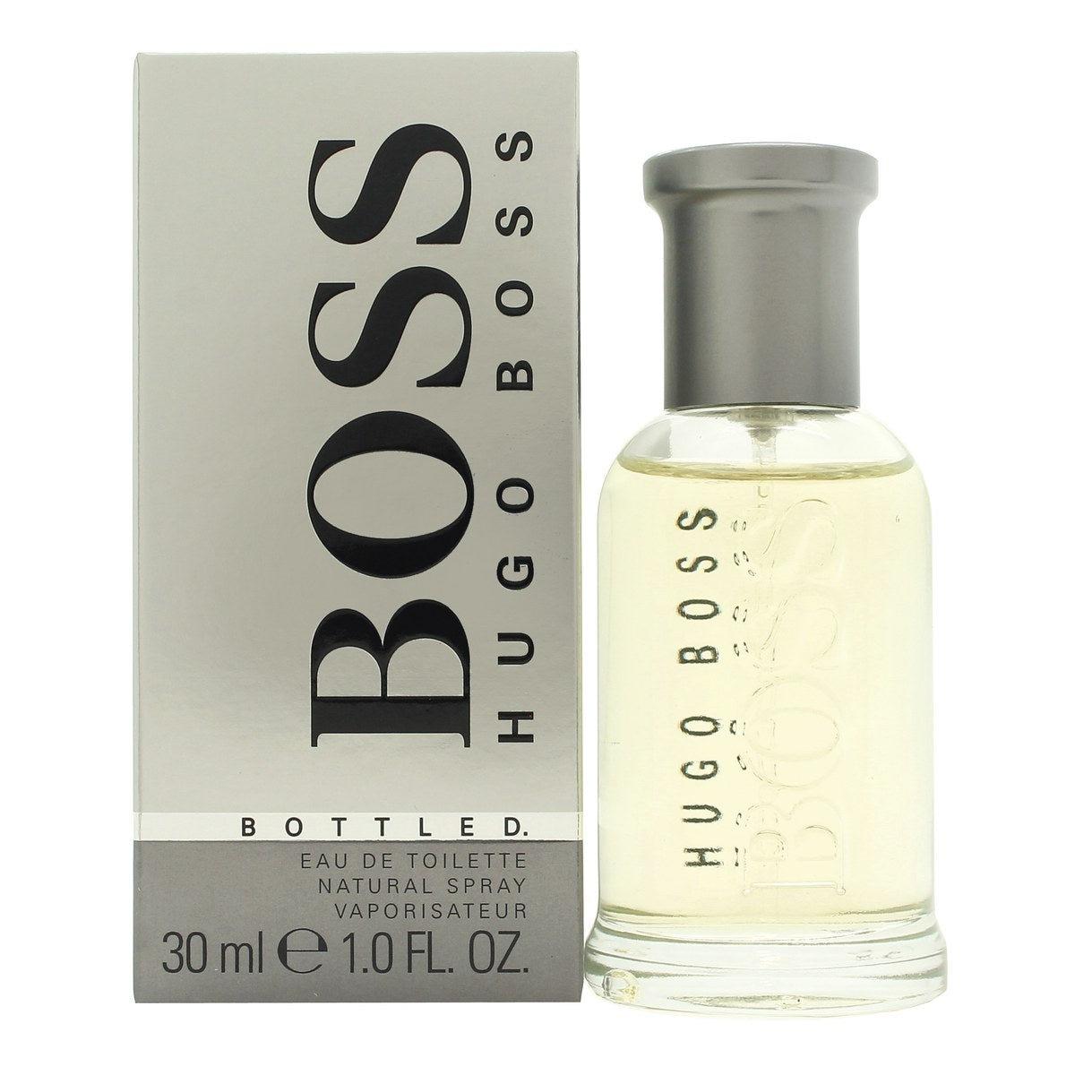 Hugo Boss Boss Bottled Eau de Toilette 30 ml fra Hugo Boss – klar glasflaske med sølvkork og minimalistisk logo på front