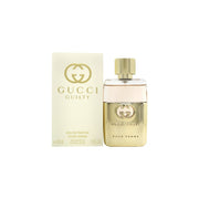 Gucci Guilty Absolute Pour Femme Eau De Parfum 30 ml, mørk bordeaux rektangulær glasflaske med logo og metalprop.